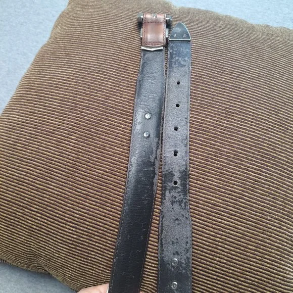 VINTAGE BROWN GENUINE LEATHER GOLF CONCHO BELT WOMENS SIZE L 33-37W SILVERTONE - Picture 9 of 9